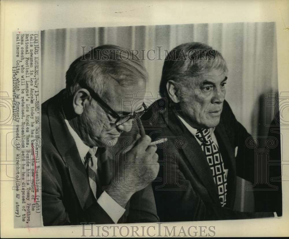 1972 Press Photo Los Angeles Rams new football owner Carroll Rosenbloom speaking- Historic Images