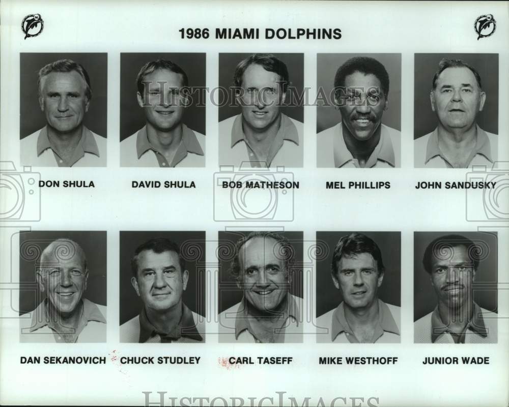 1989 Press Photo 1986 Miami Dolphins staff members - hcs24158- Historic Images