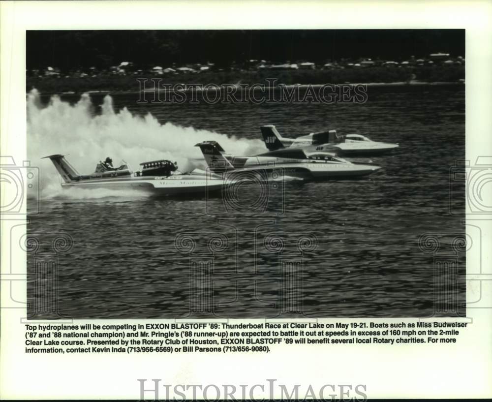 1989 Press Photo Hydroplane boat racers in action on the water - hcs24251- Historic Images