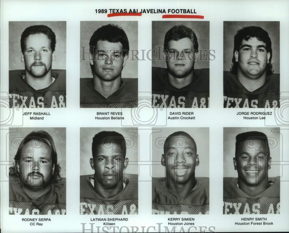 1989 Press Photo Texas A&amp;I Javelina football head shots - hcs24278- Historic Images