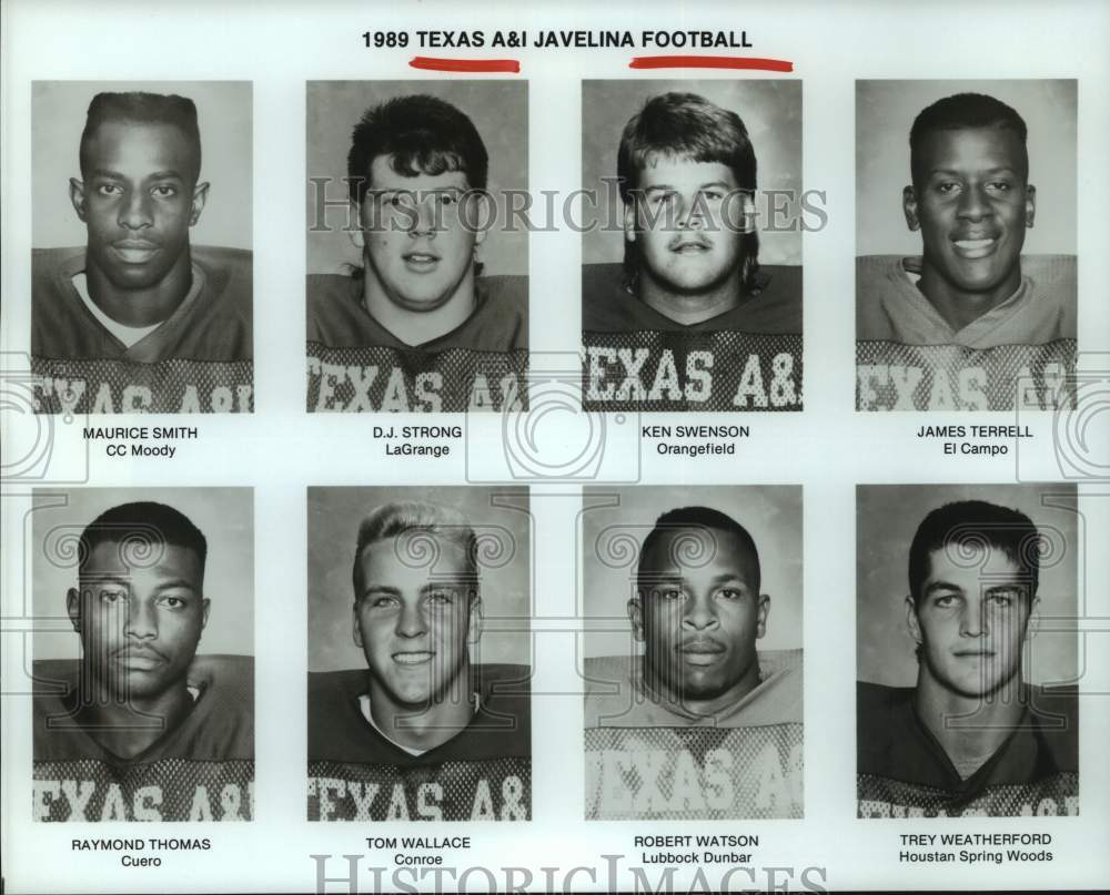 1989 Press Photo Texas A&amp;I Javelina football head shots - hcs24279- Historic Images
