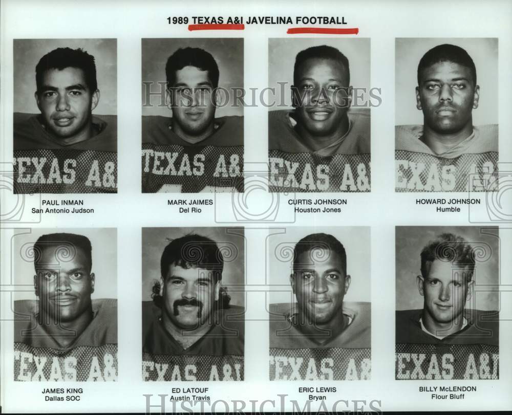 1989 Press Photo Texas A&I Javelina football head shots - hcs24282- Historic Images