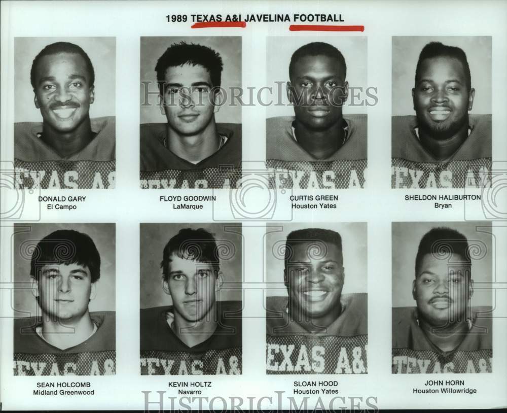 1989 Press Photo Texas A&I Javelina football head shots - hcs24283- Historic Images