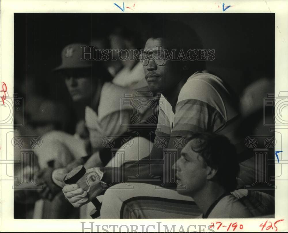 1982 Press Photo Houston Astros baseball players J.R. Richard and Terry Puhl- Historic Images