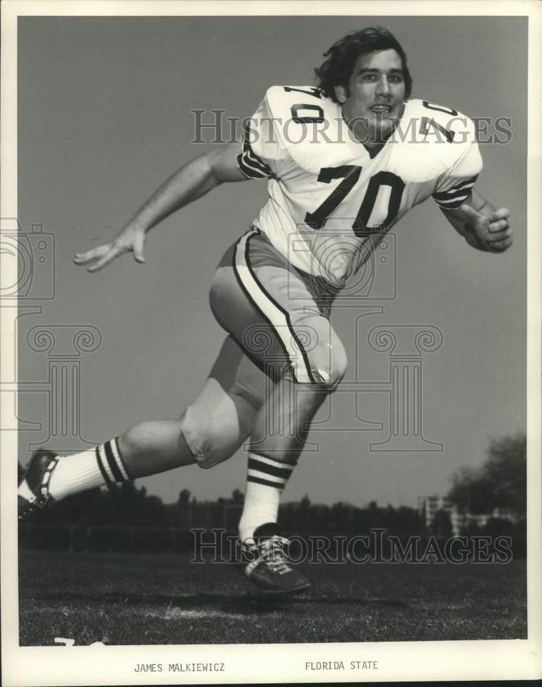 Press Photo Florida State football player James Malkiewicz runs in practice- Historic Images