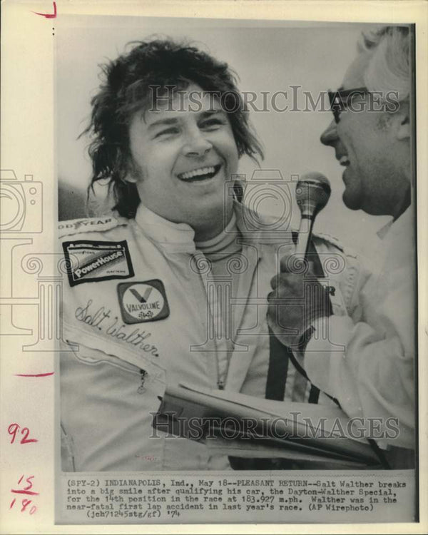 1974 Press Photo Salt Walther qualifies his car for Indianapolis 500 ...