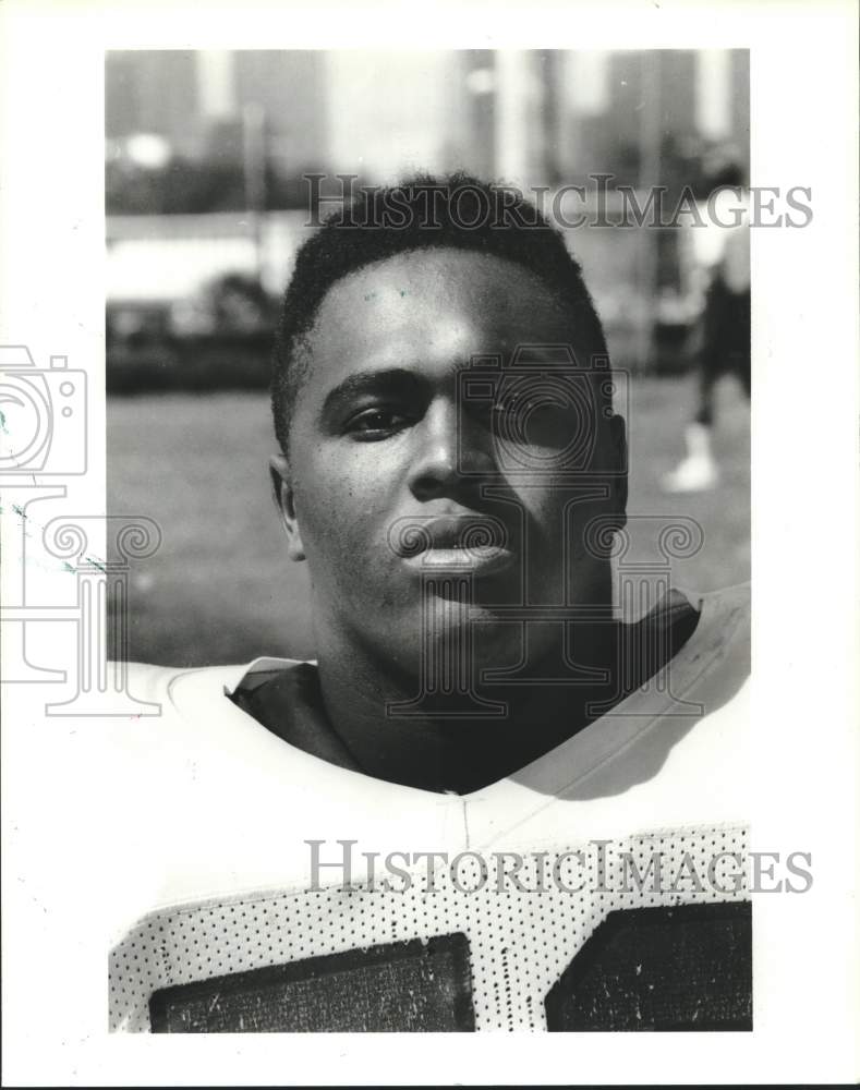 1990 Press Photo University of Houston football player Linton Weatherspoon- Historic Images
