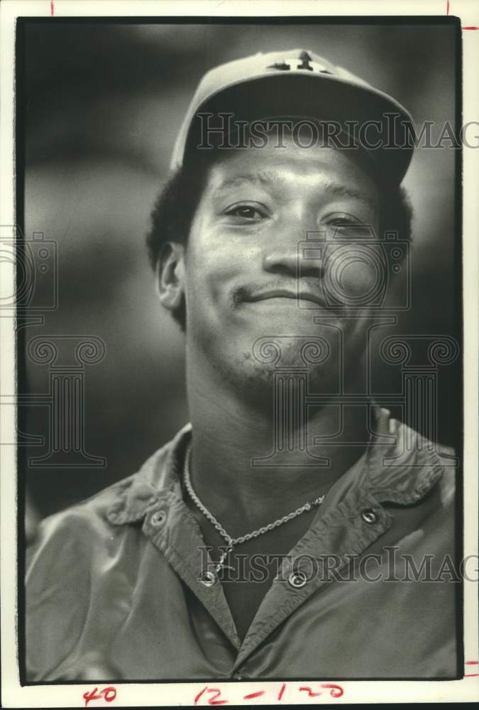 1979 Press Photo Astros pitcher James Rodney &quot;J.R.&quot; Richard&#39;s pregame happiness- Historic Images