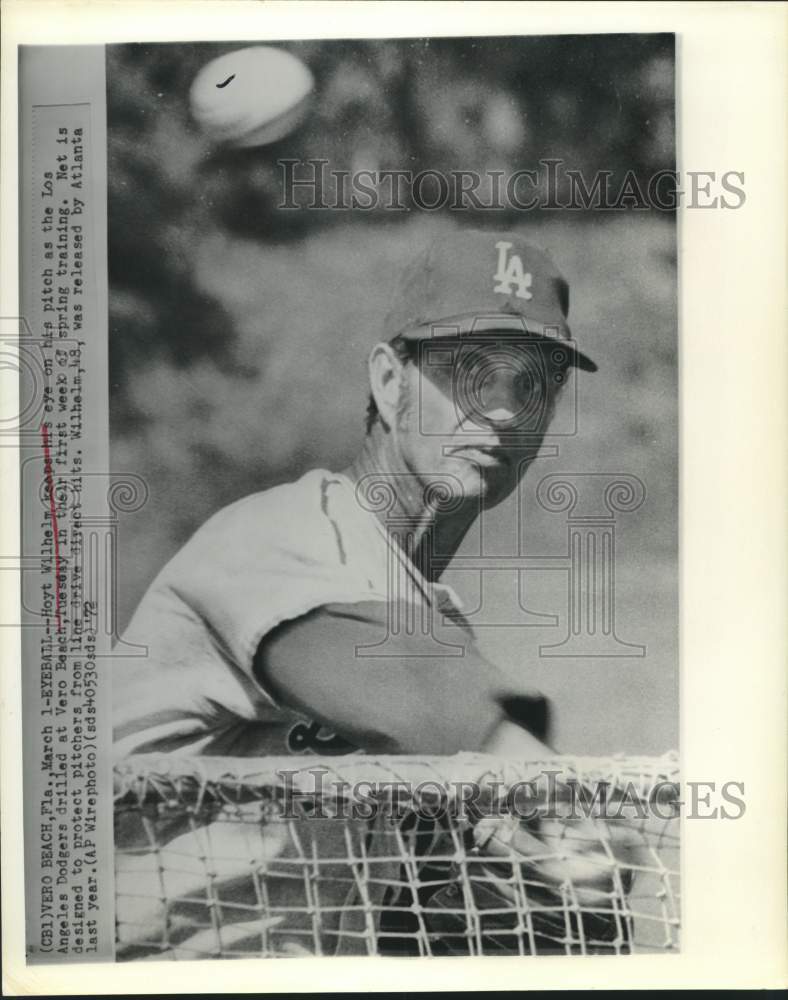 1972 Press Photo Los Angeles Dodgers baseball pitcher Hoyt Wilhelm in Vero Beach- Historic Images