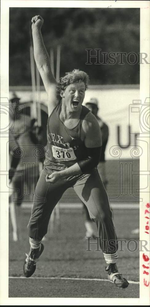 1983 Press Photo Texas college javelin thrower Einar Vilhjalmsson - hcs25173- Historic Images