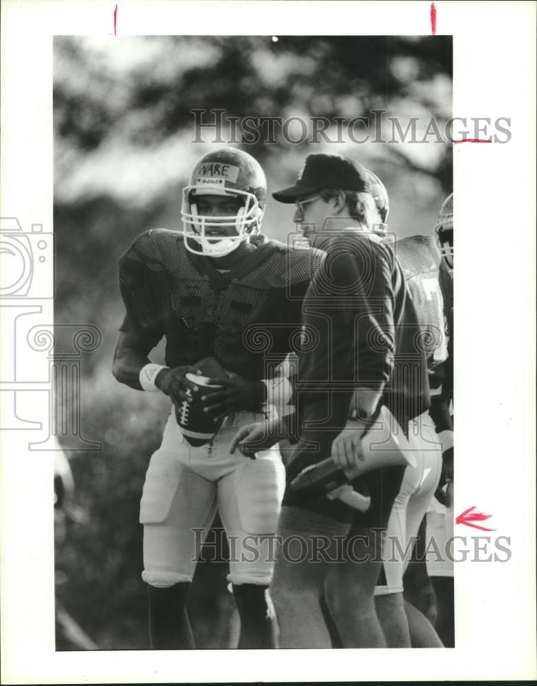 1990 Press Photo Andre Ware, University of Houston football coach John Jenkins- Historic Images