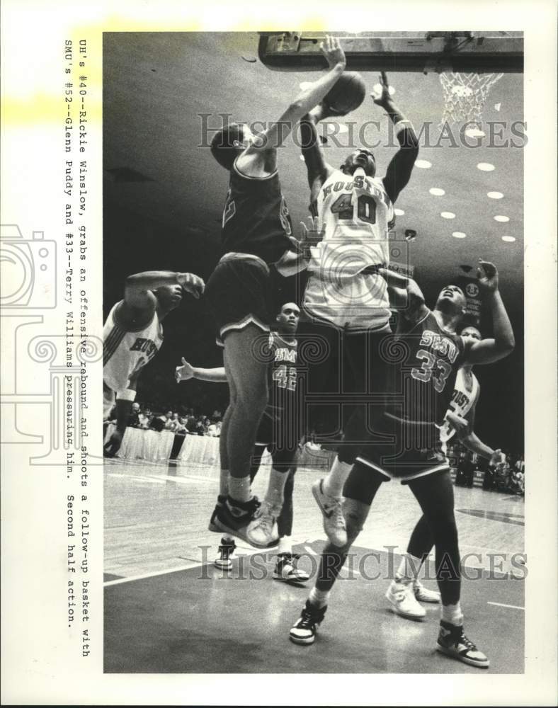 1986 Press Photo Houston and Southern Methodist play men&#39;s college basketball- Historic Images