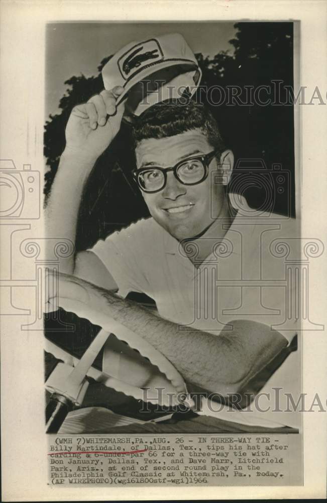 1966 Press Photo Dallas&#39; Billy Martindale in 3-way tie in Philly Golf Classic- Historic Images