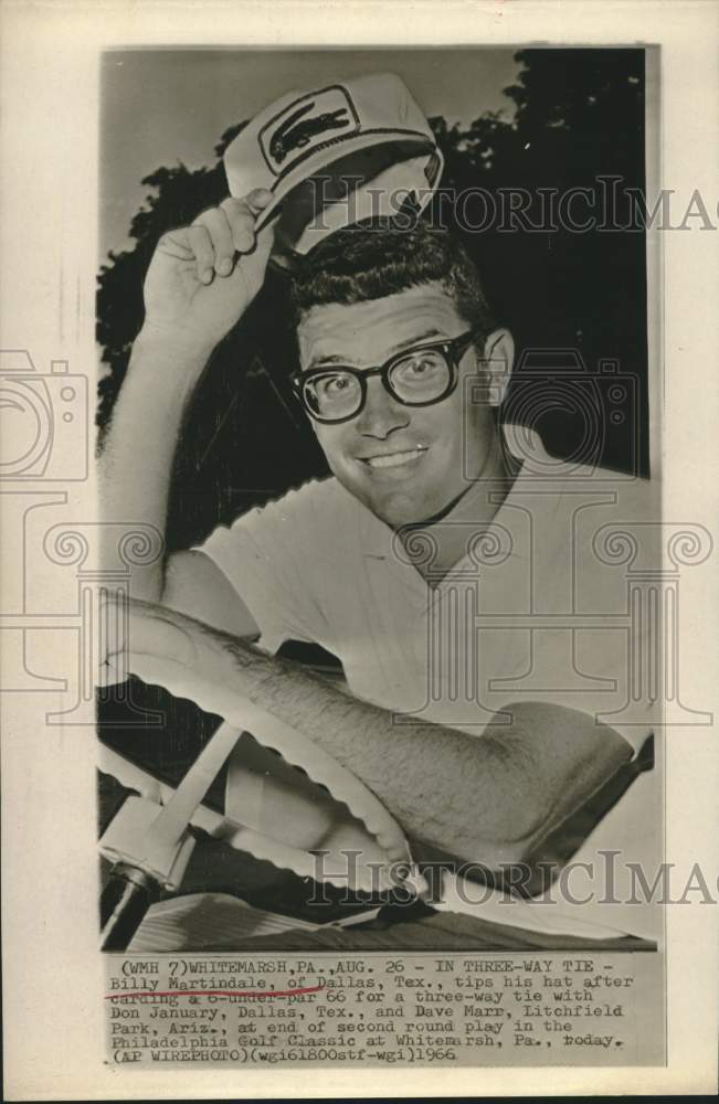 1966 Press Photo Dallas' Billy Martindale in 3-way tie in Philly Golf Classic- Historic Images