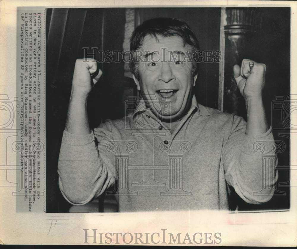 1972 Press Photo Boxing Hall of Fame member Rocky Graziano in New York- Historic Images