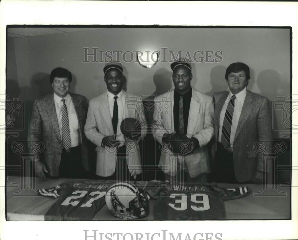 1988 Press Photo Houston Oilers football players Quintin Jones, Lorenzo White- Historic Images