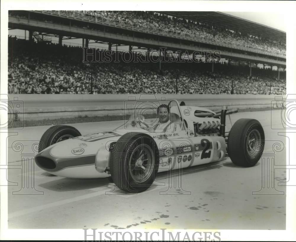 1989 Press Photo Rodger Ward, 2-time Indy 500 winner &amp; his &#39;64 Watson in action- Historic Images