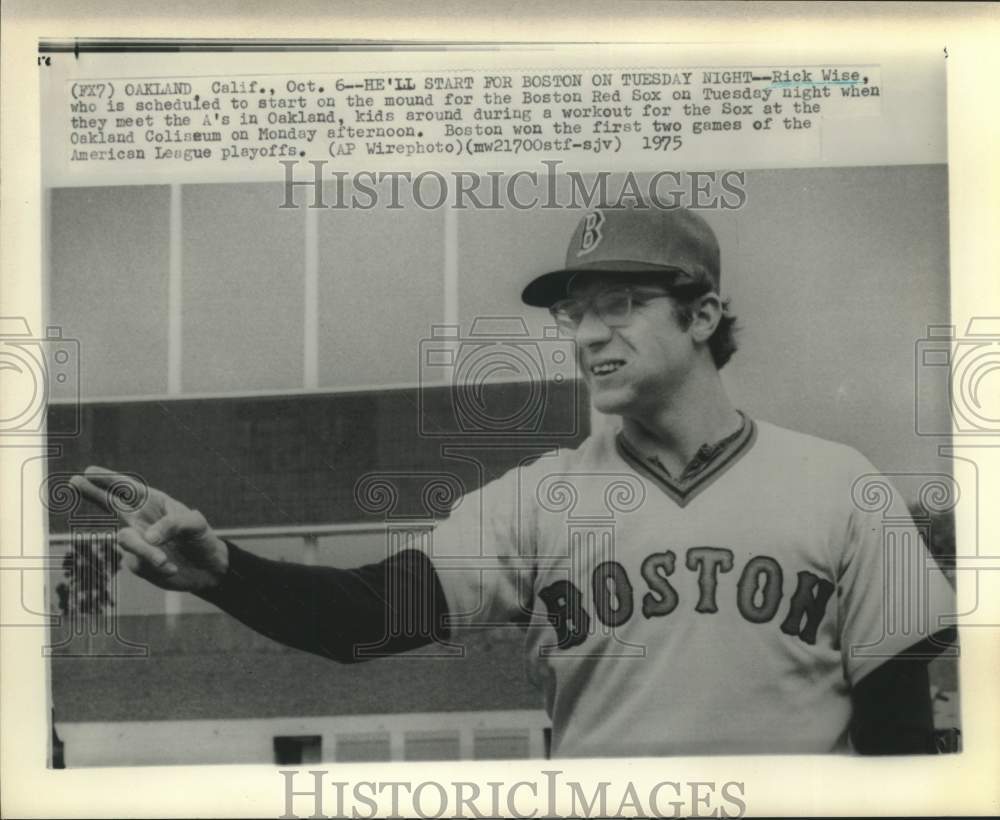 1975 Press Photo Red Sox pitcher Rick Wise starts against Oakland in AL playoffs- Historic Images