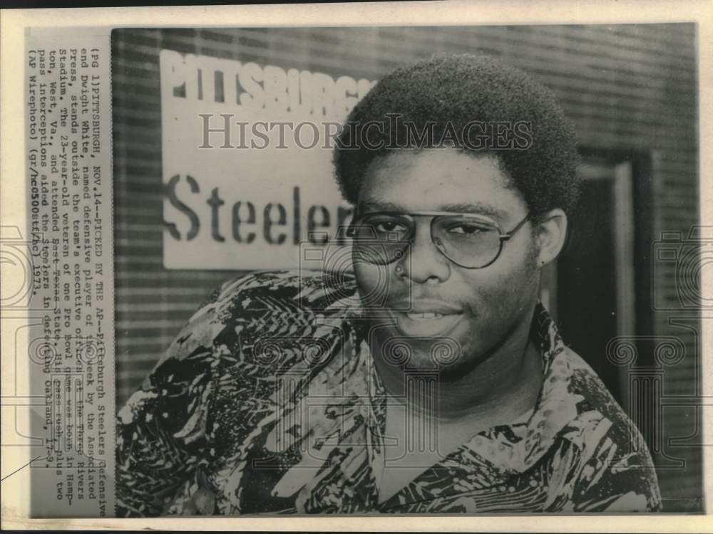 1973 Press Photo Steelers Dwight White named AP Defensive Player of the Week- Historic Images