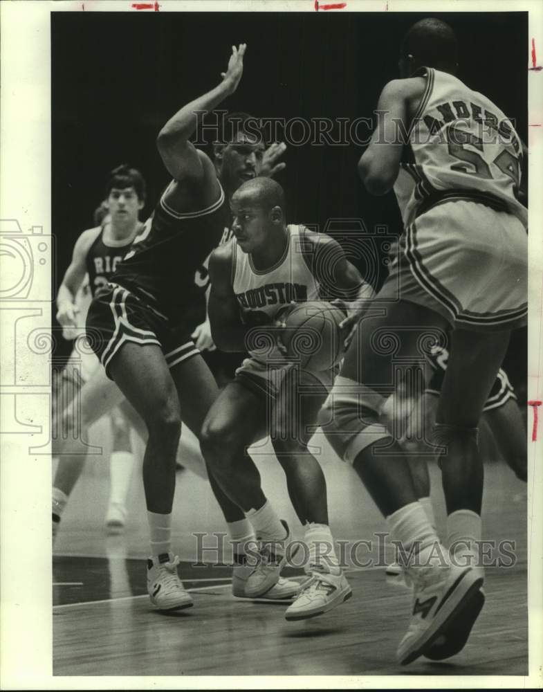 Herman Rice Nba 1986 Press Photo Rice and Houston play men's college basketball ...