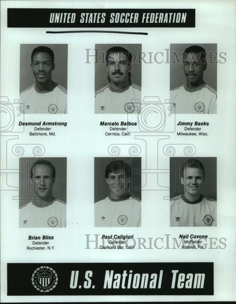 1990 Press Photo United States men&#39;s national soccer team head shots - hcs26070- Historic Images