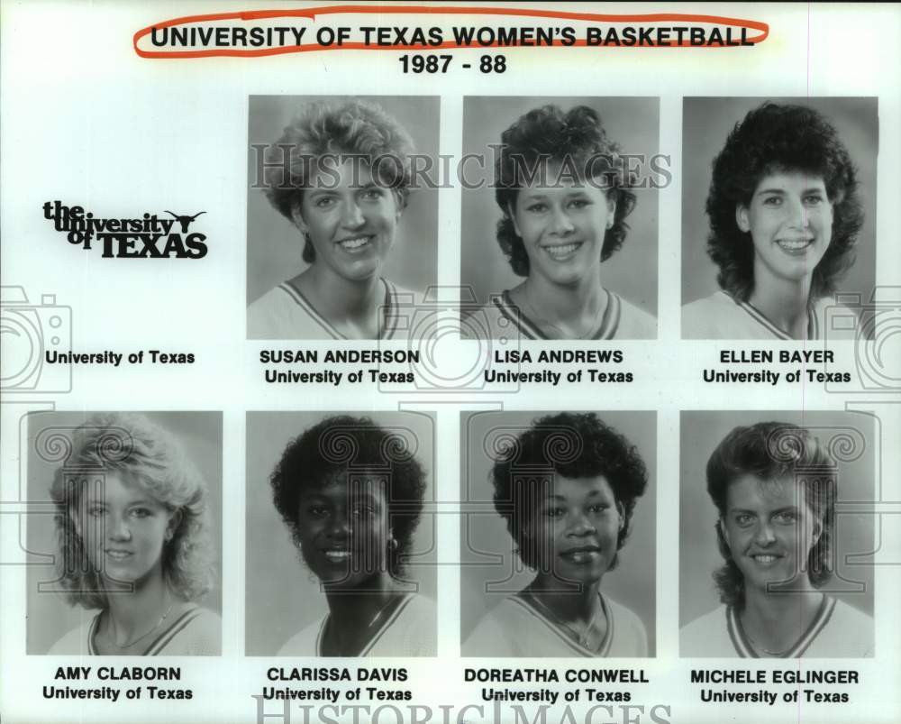 1987 Press Photo University of Texas women&#39;s basketball head shots - hcs26106- Historic Images