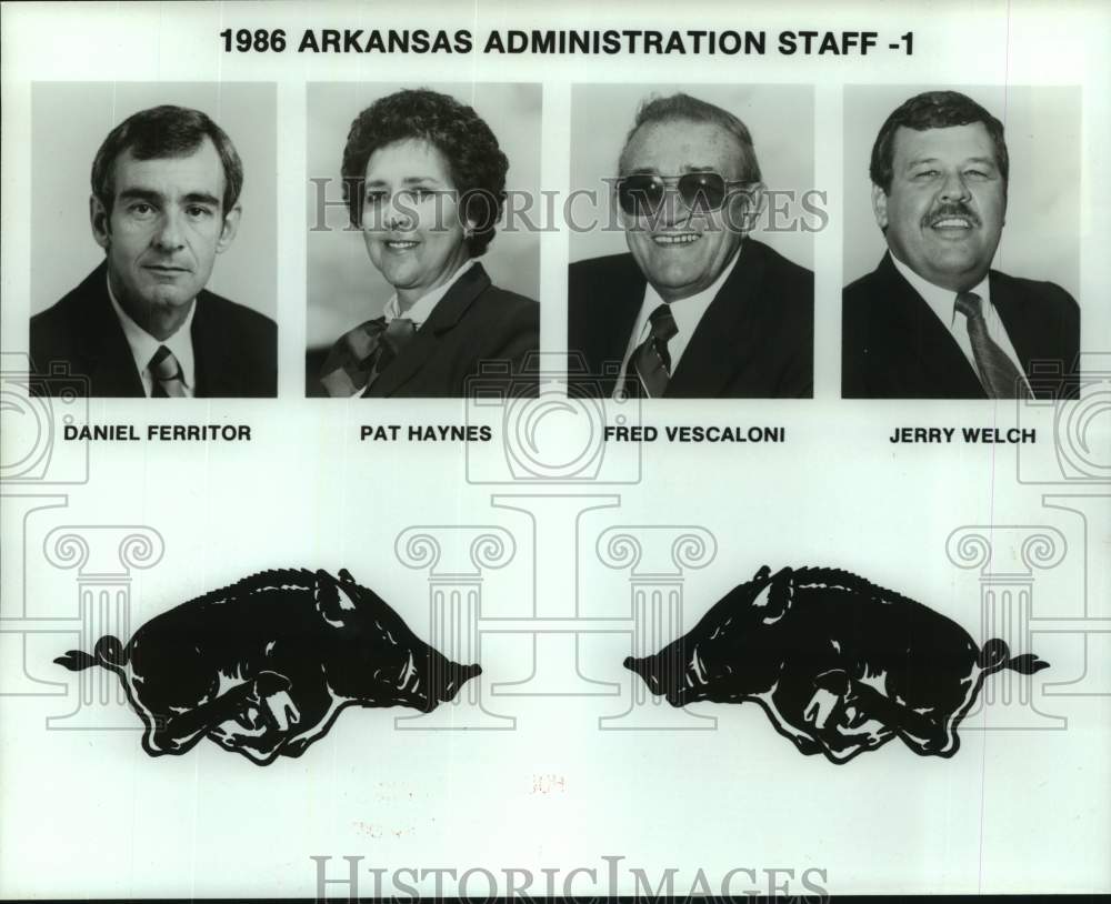 1986 Press Photo Members of the University of Arkansas administrative staff- Historic Images