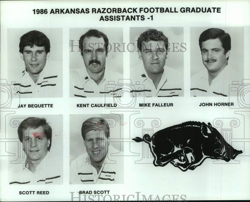 1986 Press Photo Arkansas Razorback football graduate assistants - hcs26214- Historic Images