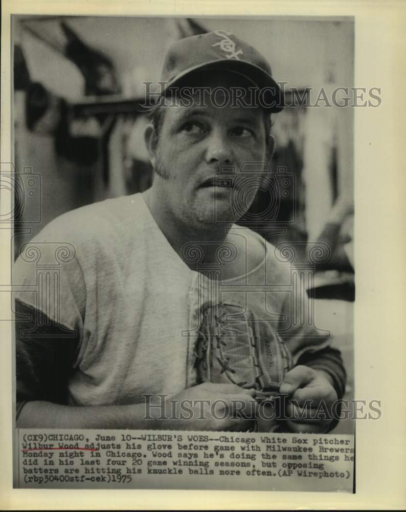 1975 Press Photo Chicago&#39;s Wilbur Wood: batters hitting his knuckle ball better- Historic Images