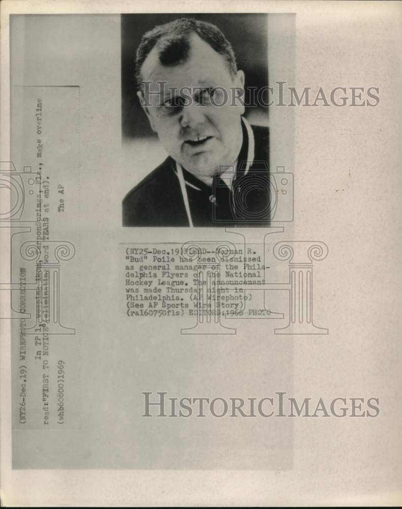 1966 Press Photo Norman R "Bud" Poile, Former Philadelphia Flyers Hockey Manager- Historic Images