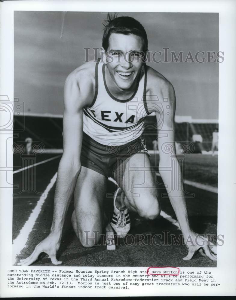 1971 Press Photo University of Texas Relay Runner Dave Morton at Track Meet- Historic Images