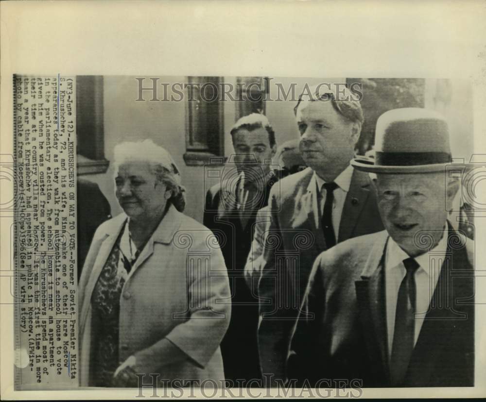 1966 Press Photo Former Soviet Premier Nikita Khrushchev arrives in Moscow