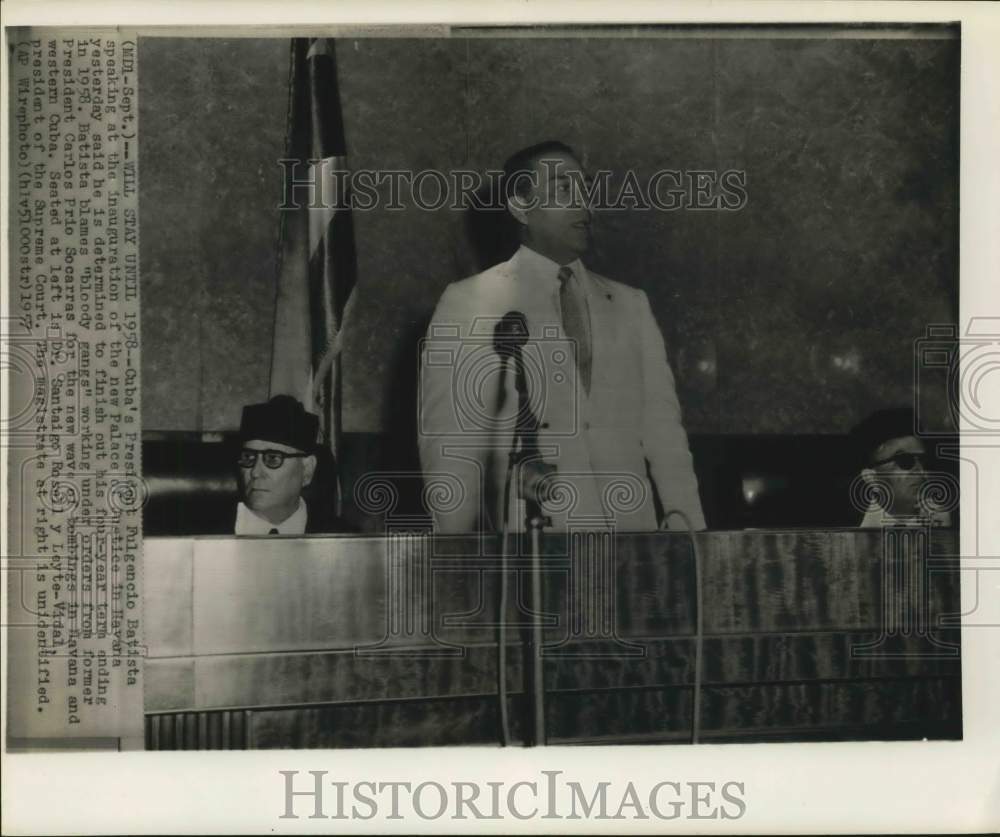 1957 Press Photo Cuban president Fulgencio Batista speaks at Palace of Justice
