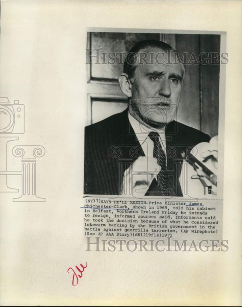 1969 Press Photo James Chichester-Clark, Northern Ireland prime minister