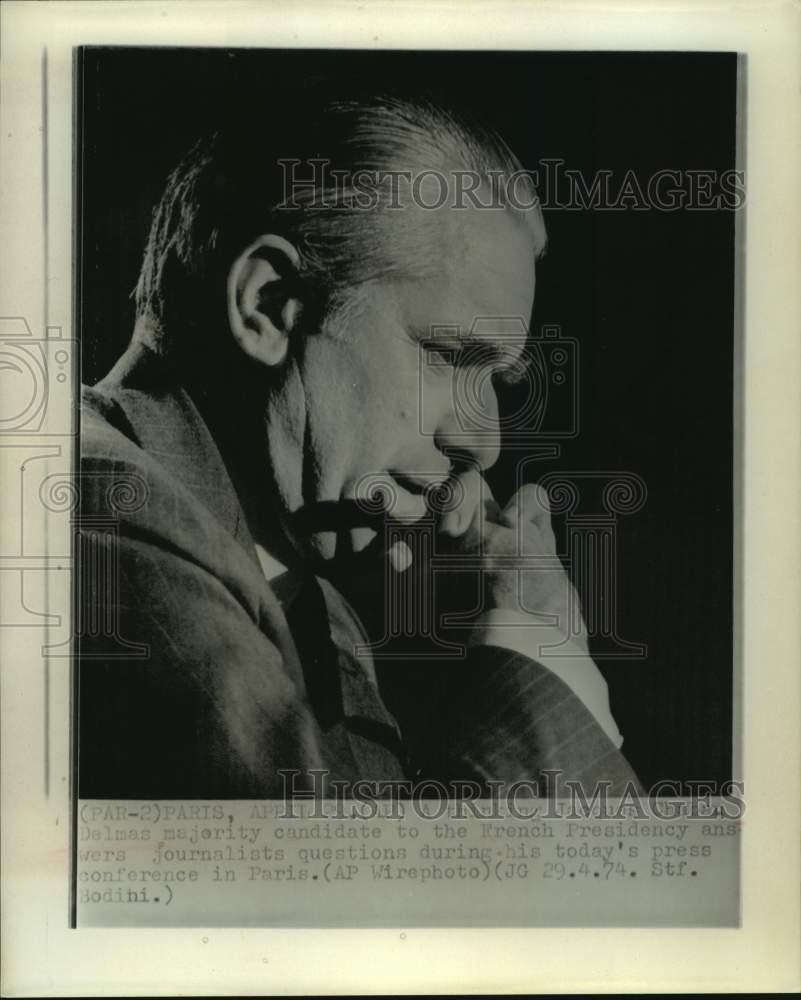 1974 Press Photo Candidate Jacques Chaban-Delmas at News Conference, Paris