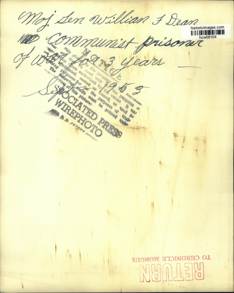 1953 Press Photo POW Maj. Gen. William F. Dean Meets Wife After three Years