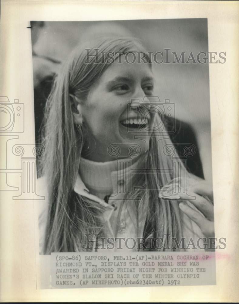 1972 Press Photo Barbara Cochran, XI Olympic Winter Olympic Slalom Gold Medalist- Historic Images