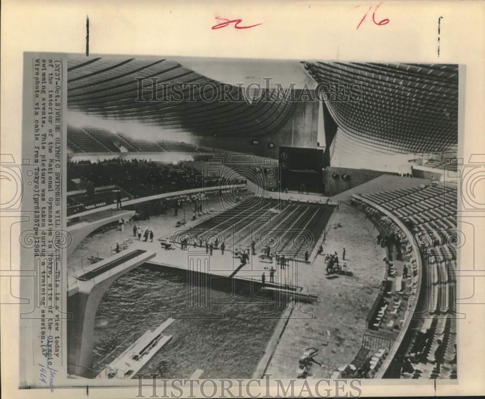 1964 Press Photo Summer Olympics, Interior of the National Gymnasium, Tokyo- Historic Images