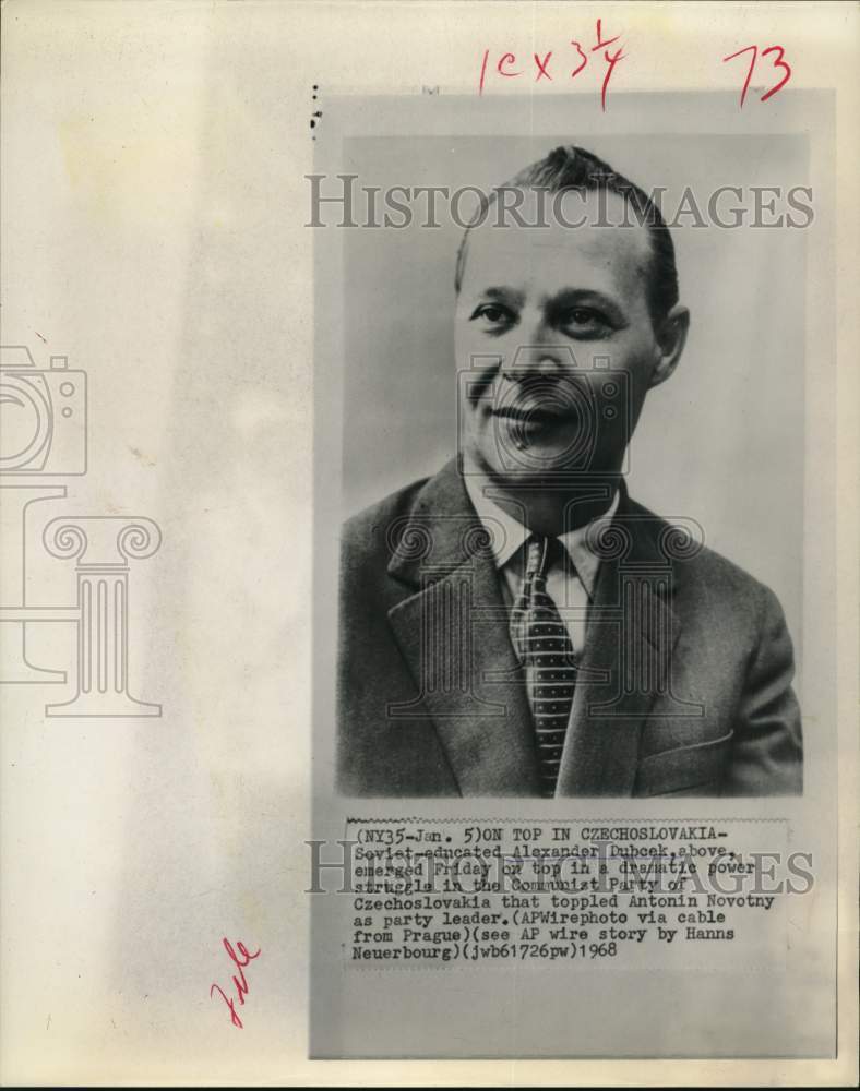 1968 Press Photo Alexander Dubeck, Communist Party of Czechoslovakia Leader