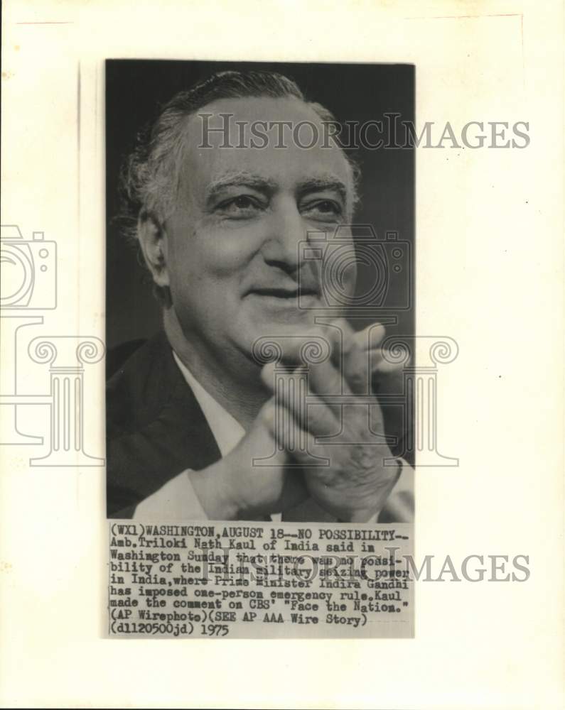 1975 Press Photo Ambassador Triloki Nath Kaul of India on "Face the Nation"