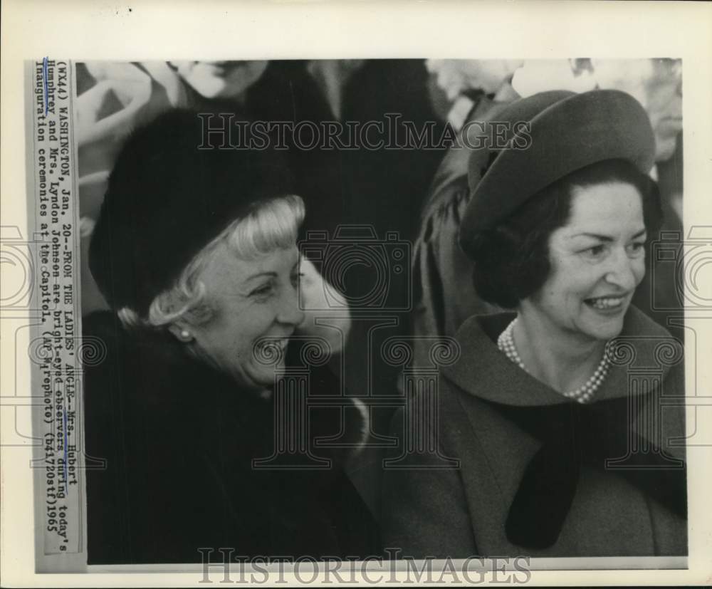 1965 Press Photo Mrs Hubert Humphrey & Mrs Lyndon Johnson- Capitol Inauguration