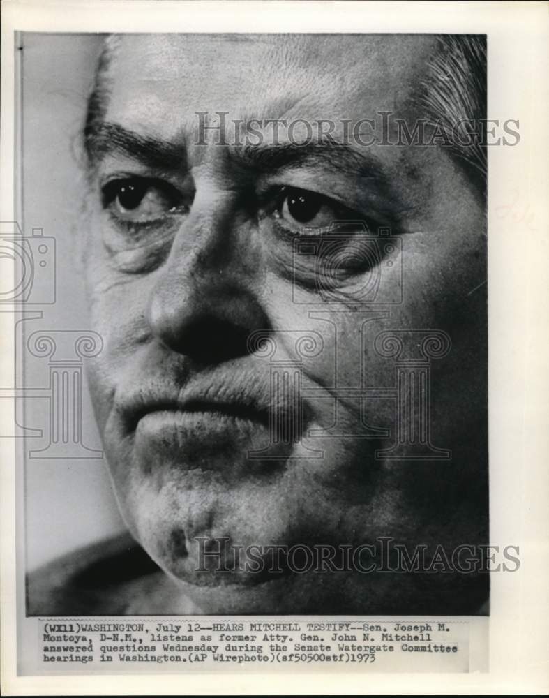 1973 Press Photo Senator Joseph Montoya listens at Senate hearing in Washington- Historic Images