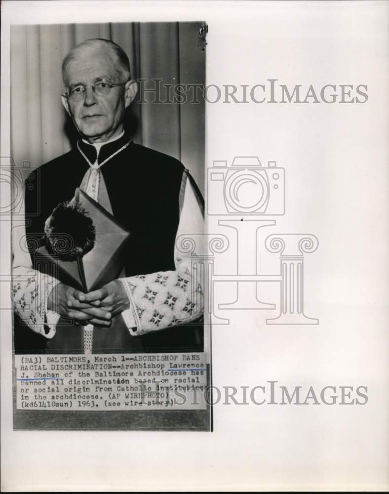 1963 Press Photo Archbishop Lawrence Shehan of Baltimore, Maryland - hcw33025- Historic Images