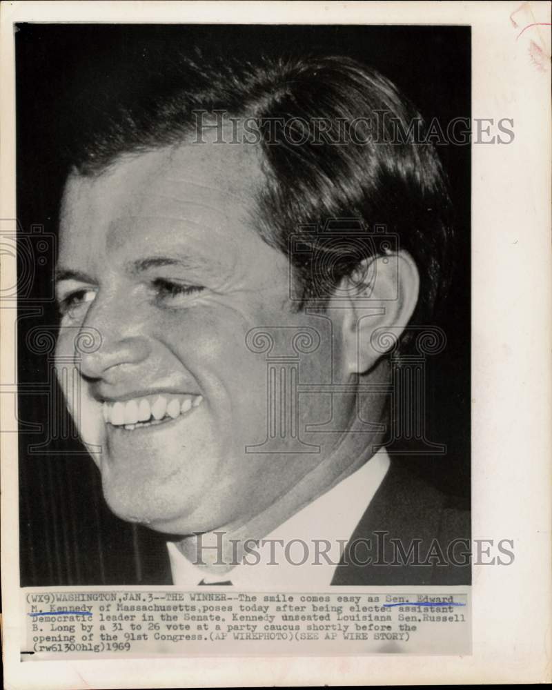 1969 Press Photo MA Senator Ted Kennedy Elected Assistant Democratic Leader