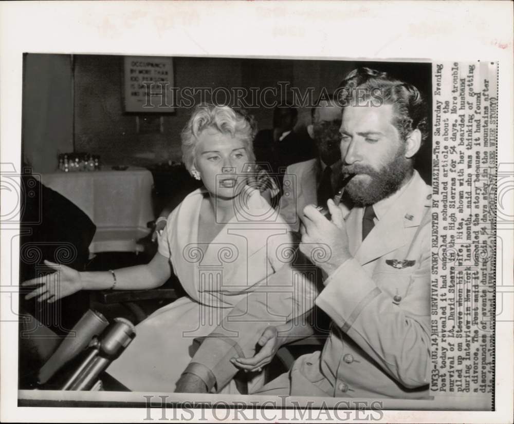 1957 Press Photo Plane Crash Victim David Steeve and Wife at New York Interview