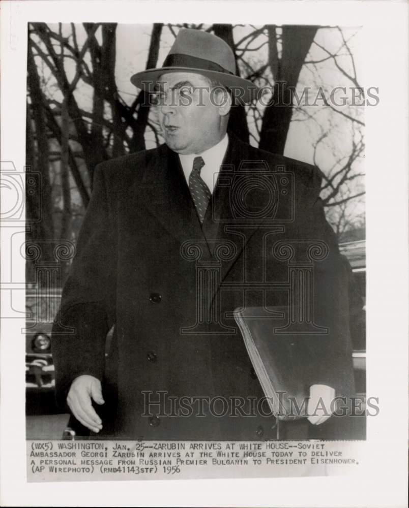 1956 Press Photo Soviet ambassador Georgi Zarubin arrives at White House