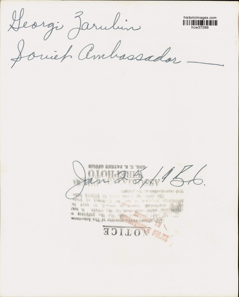 1956 Press Photo Soviet ambassador Georgi Zarubin arrives at White House