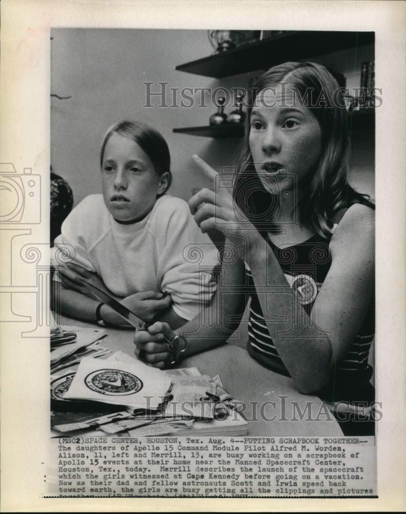 1971 Press Photo Daughters of Apollo 15 Pilot Alfred M Worden in Houston, Texas- Historic Images
