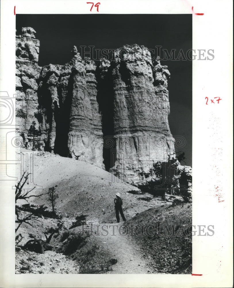 1981 Press Photo Hikers Enjoying the Scenery of Bryce Canyon in Utah - hcx00892