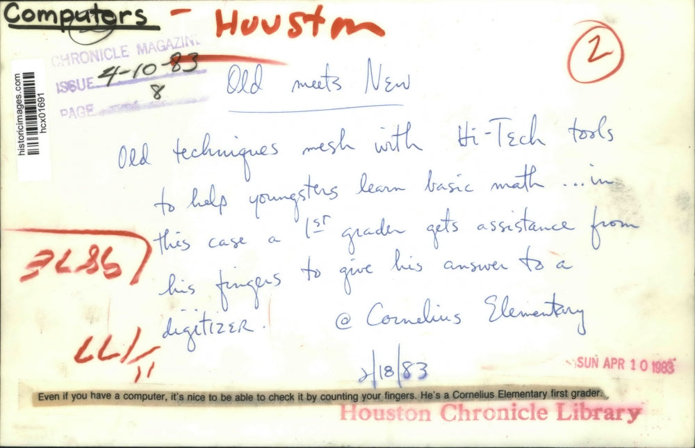 1983 Press Photo Houston's Cornelius Elementary First Grader Uses Math Computer